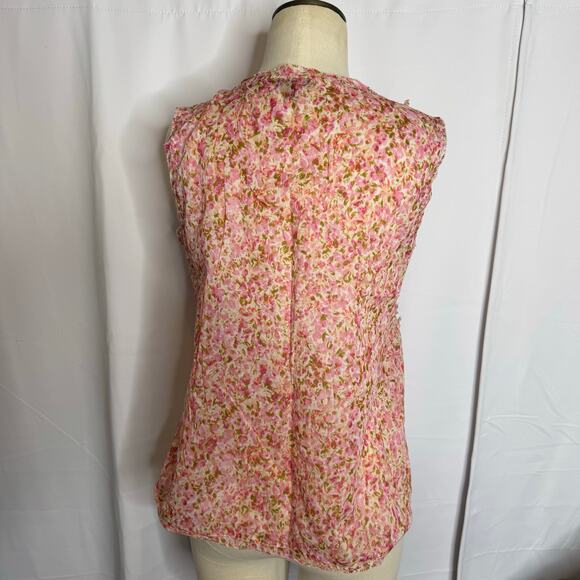 Talbots Pink Floral Textured Sleeveless Blouse Top Size 6 Cotton - Picture 3 of 7